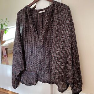 DOEN - THE JANE BLOUSE -- NAVY BISOU FLORAL size small